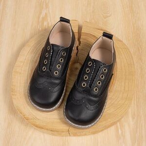 Black Toddler Boy Oxford Shoes (No shoestrings)